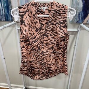 CAbi Women's Pink and Black Zebra Print Blouse